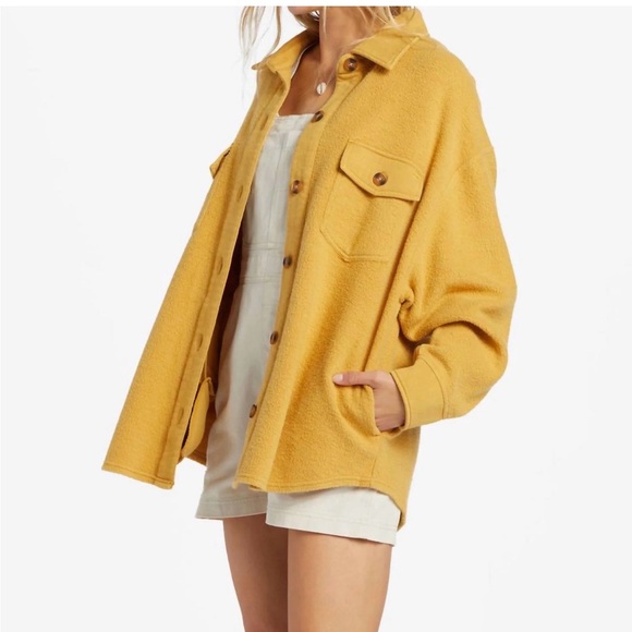 NWT Billabong Mustard Yellow Anytime Shacket - Picture 2 of 8